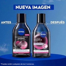 NIVEA Agua Micelar Desmaquillante Bifásica Expert (400 ml) - Fórmula Vegana con Complejo Aminoácido, Remueve Maquillaje a Prueba de Agua, Limpia y Ref