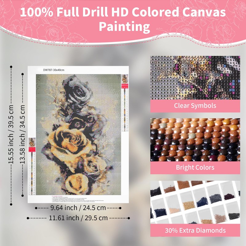 Diamond Art Kit: Black Gold Rose - 5D Full Drill