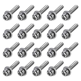 sourcing map M2.5 x 16mm Stainless Steel Phillips Pan Head Machine Screws Bolts Combine with Spring Washer and Plain Washers 20pcs