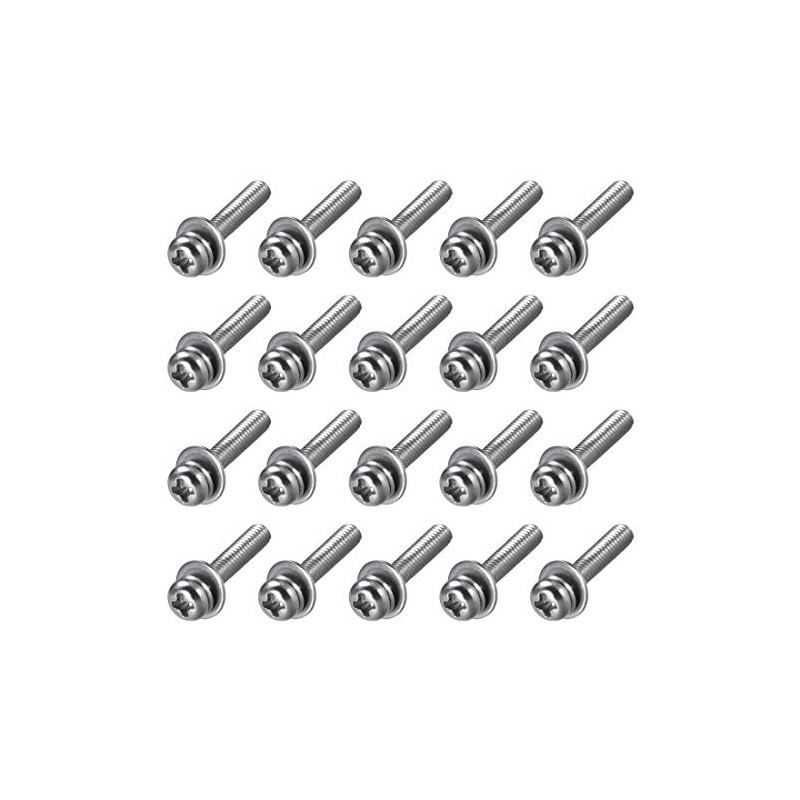 sourcing map M2.5 x 16mm Stainless Steel Phillips Pan Head