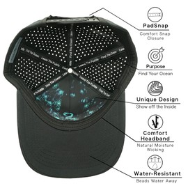 Black Performance Trucker Hat for Men, Water-Resistant & Breathable, Lightweight, Design with Moisture-Wicking Pad - Performance Hat for Hiking, Running, and Outdoor Adventures
