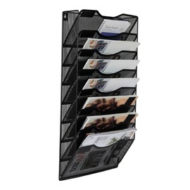 EasyPAG 8 Pocket Mesh Wall File Organizer, Hanging Paper Folder Holder with Classify Label, Vertical Wall Mount Mail Organizer for Office Home Classroom, Black