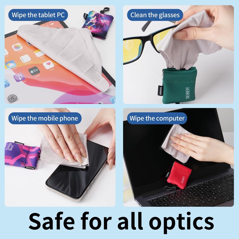 SEIBER Eyeglass Cleaning Microfiber Cloth,7 x 7 inch Glasses Cloth