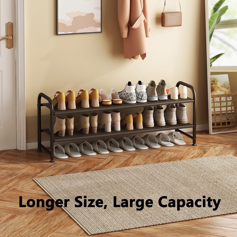 INGIORDAR Shoe Rack 2 Tier Long Storage Organizer Wide Metal