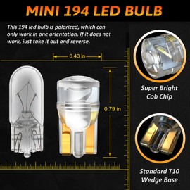 Alopee 30 Pack 194 Blue Led Bulb Acrylic T10 Led Peanut Bulbs DC 12V Car Interior Replacement for 194 168 T10 2825 W5W Led Dash Light Bulbs License Plate Light Trunk Light