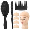 3Pcs Wig Brush for Synthetic Hair with 4Pcs Wig Cap