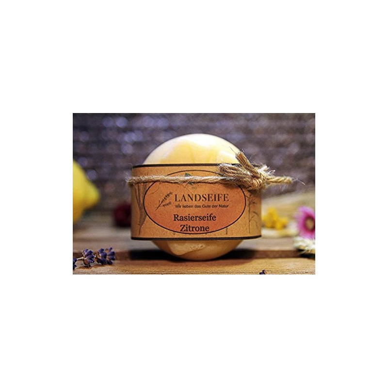 Landseife Organic Shaving Soap Lemon - Handmade Organic Natural Soap