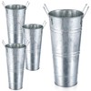 4Pcs Galvanized Metal Vases, 10 Inch, Rustic Tall Flower Buckets