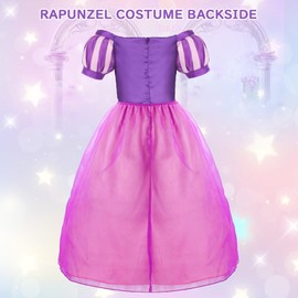 XFOZDM Rapunzel Dress Up for Girls Rapunzel Costume with Fairy Wand and Crown Tiara Wig Princess Dresses Girls Fancy Dress for Party Cosplay Birthday Carnival Purple 01 100
