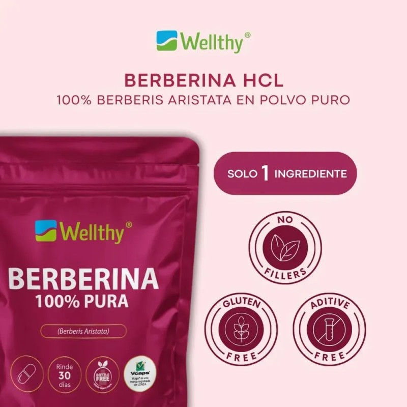 Wellthy Berberina 60 Cápsulas Berberis Aristata 500mg C/u Sin Sabor