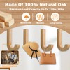 QMAHA Pack of 4 Wooden Coat Hooks, Modern Coat Hooks,