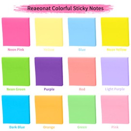 Sticky Notes, 12 Pack Stick Note Pad 12 Assorted Color Self Sticky Memo Pads for Office, School and Home Uses (Square Shape)