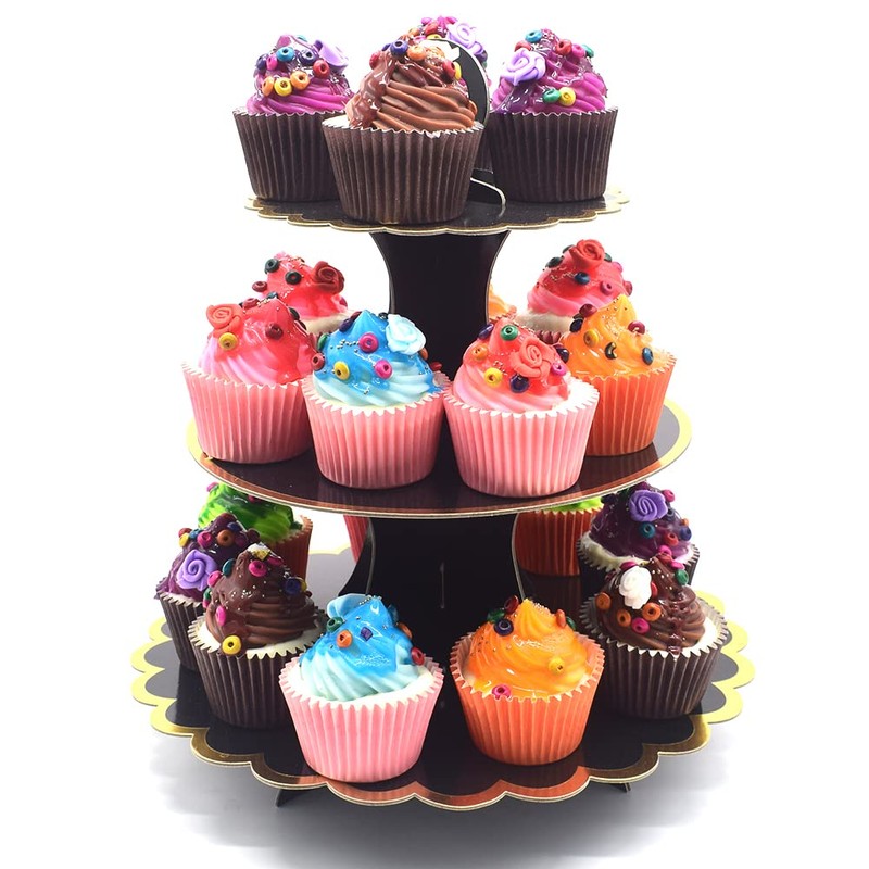 Tumtanm 3-Tier Cardboard Cupcake Stand, Disposable Cupcake Display Tower Stand