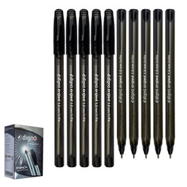 DTrioJet Ballpoint Pens, BLACK, Medium Point (1.0mm), Pack of 50, Triangular Ribbed Grip, Smooth Ball Pens, School Office Home Use, iVAIDEX Black Ball Pen