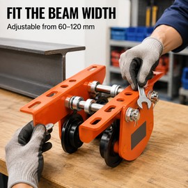 SucceBuy 0.5T/1T Manual Push Beam Trolley for Electric Hoists, Adjustable I/H-Beam Fit