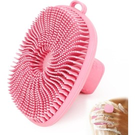 Scrubber for Men,  Upgrade Richer  and Effective Cleaning, Premium  Scrubber with  No-Slip Handle, Long-Lasting & Easy to Clean,  Exfoliator Scrubber - Color: Pink