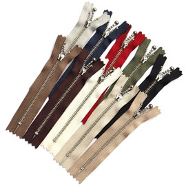 Y.K.K 3N12-10MIX Fastener with Beads, Silver, 4.7 inches (12 cm), 10 Colors per Set