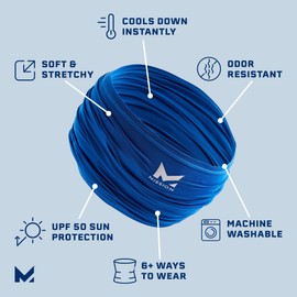 MISSION Cooling Compact 6-in-1 Neck Gaiter, Mission Blue - Lightweight & Durable - Cools Up to 2 Hours - UPF 50 Sun Protection - Machine Washable