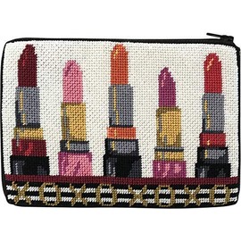 Alice Peterson Stitch & Zip Needlepoint Cosmetic Purse Kit - XOXO Lipsticks