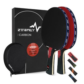 ZTTENLLY Ping Pong Paddle with Carbon Technology | Performance-Series,7-ply Finest Blade, Expert Speed/Edge/Balance, Thicker Protector Case | Table Tennis Racket for Professional (Speed, 2-Pack)