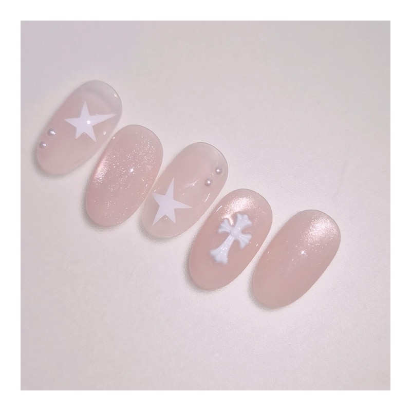 Soft Chrome Handmade Nails - Coffin Long / 소프트크롬 수제네일