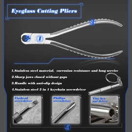 SPEEDWOX Stainless Steel Glasses Cutting Pliers 6 Inch Eye Glasses Repair Cutter Pliers Plastic Rubber Stopper Screw Cutting Adjusting Glasses Repair Pliers with Glasses Repair Screwdriver