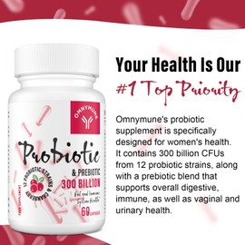 Probiotics for Women - 300 Billion CFU, 12 Diverse Strains + Prebiotic - Women's Probiotics for Daily Digestive, Vaginal & Urinary Health, Immune Support, 60 Capsules