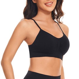 SIMIYA Sports Bra for Women Super Comfort Bras Adjustable Strap Bralette Removable Pads Sleep Bras for Girls in Yoga Leisure Stretch Crop Tops VestXL, Black