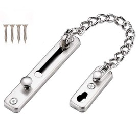 Safety Chain Door Lock Heavy Duty Latch Chain Door Lock with Spring Anti-Theft snap Lock, Stainless Steel Brushed Nickel