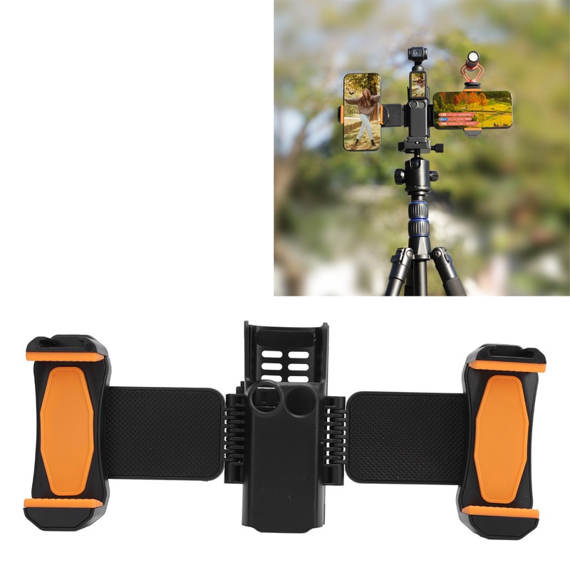 Dual Phone Extension Holder Cold Shoe Adapter Mount Mobile Phone