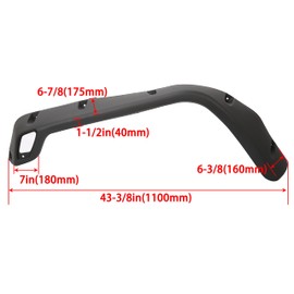 Kojem 7" Fender Flares Compatible with 1997-2006 Jeep Wrangler TJ 2004-2006 Wrangler LJ, Smooth Pocket-Riveted Extended Style Wheel Protector Textured Black 6Pcs