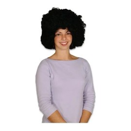 Peluca Afro Negra para Fiesta Retro con Chinos para Adultos