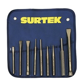 Surtek 117194 Juego Profesional Combinado de Cinceles, Puntos y Botadores, 9 Piezas