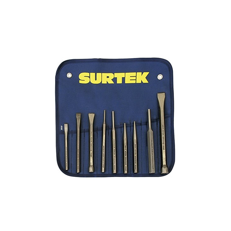 Surtek 117194 Juego Profesional Combinado de Cinceles, Puntos y Botadores,
