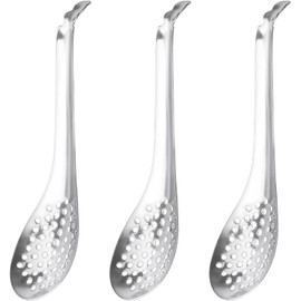 INHEMING Pack of 3 Caviar Spoons, Stainless Steel Spoon with Holes, Slotted Spoon, Sauce Molecular Spoon, Slotted Serving Spoon, Slotted Serving Spoon, Spherification Spoon