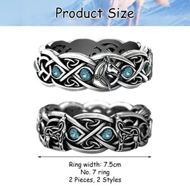 FDGGT 2 Pcs Punk Rings Retro Engraved Rings Fashion Personality Rings Creative Styling Rings Clothing Accessories