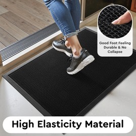tchdio Front Door Mat Outside Entrance, Dirt Trapper Doormat-Entrance Welcome Matt Durable, Heavy Duty Entry Mat Non Slip Rubber Mats for Outside Stain Resist Door Mats for Entryway, 24"x36" Black