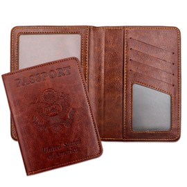 XZVXZV Passport Holder for Travel Essentials RFID Blocking Wallet Card Case PU Leather Passport Cover Women and Men (Coffee)