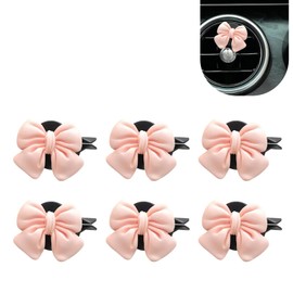 yorpyep Pink Bow Car Air Vent Clip, Cute and Compact Design Decoration for Air Conditioning Vents, Scratch-Resistant Insert Accessory With Removable Clip for Women and Girls, for Most Cars (Pink)
