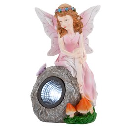 VFM - Enchanted Pink Solar Fairy On Rock Garden Light