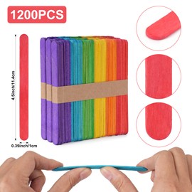 1200 Pcs Colored Popsicle Sticks, 4.5 Inch Colored Wooden Craft Sticks for DIY Craft Creative and Classroom Art Supplies, Ice Cream Sticks, Multi-Color Rainbow Craft Sticks for Home Art Projects