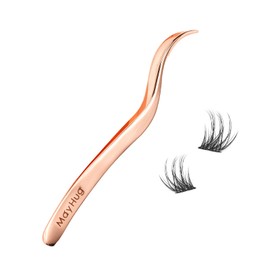 Mayhug - Herramienta aplicadora de pestañas Mayhug pinzas individuales para extensiones de pestañas, pinzas profesionales curvadas herramienta aplicadora de pestañas de acero inoxidable para bricolaje