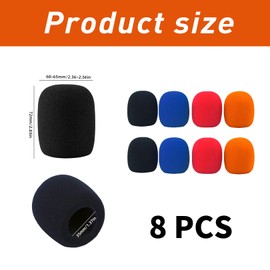 Set of 8 Reusable Microphone Foam Pop Protection Pop Filter Wind Protection for Studio, KTV Live Streaming & Outdoor Stage Microphones, Dustproof Microphone Protection (Black/Blue/Orange/Red)