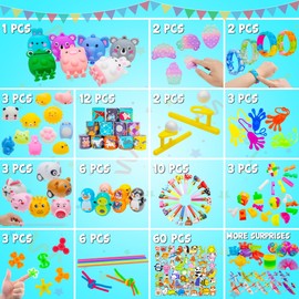 DQstar 145 PCS Party Favors Toys for Kids - Treasure Box for Classroom, Goodie Bags Stuffers, Pinata Fillers, Prize Box, Carnival Prizes, Bulk Toy, Birthday Party Supplies for Ages 4-8-12