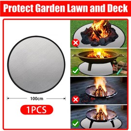 Grillmatte Bodenschutz Rund 100CM,Feuerfeste Unterlage mit einseitiger Alufolie-Belag,Faltbare Grillunterlage Wasserbeständige Ölbeständiger,Grill Bodenschutzmatte für BBQ Grill,Kamin,Boden,Rasen