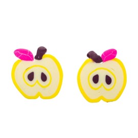 Apple Yellow Earrings Ear Studs Miniblings Plug Fruit Berry Food Polymer Clay