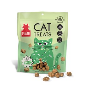 Plato Pet Treats Cat Treats - Single Ingredient, Healthy Chicken Catnip Treats for Indoor Cats - Air Dried - 2.5 oz