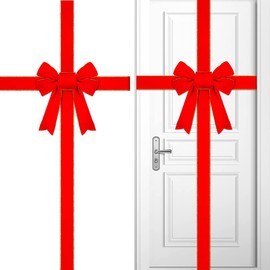 KAHEIGN Christmas Bow for Cupboard Door, Large Red Bow Christmas Cabinet Bows, Christmas Tree Bow, Christmas Wreath Bow for Christmas Tree, Fireplace, Front Door Decoration