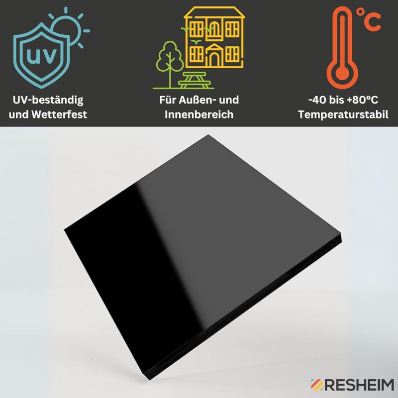 RESHEIM Acrylic Glass Panel Black Cut to Measure - Material
