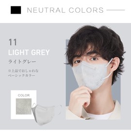 MIR Sculpted Masks, 52 Masks, Non-Woven Fabric, No Ear Pain, Disposable, Color, Comfortable, Gentle on the Skin, Easy to Breathe, Summer, Regular Size, Breathable, Women’s, Men’s, Adult, Light Gray